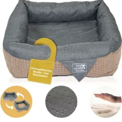 DD-06 Luxus Hundebett Braun Anthrazit Gr. M 60x60cm Memoryschaum Matratze