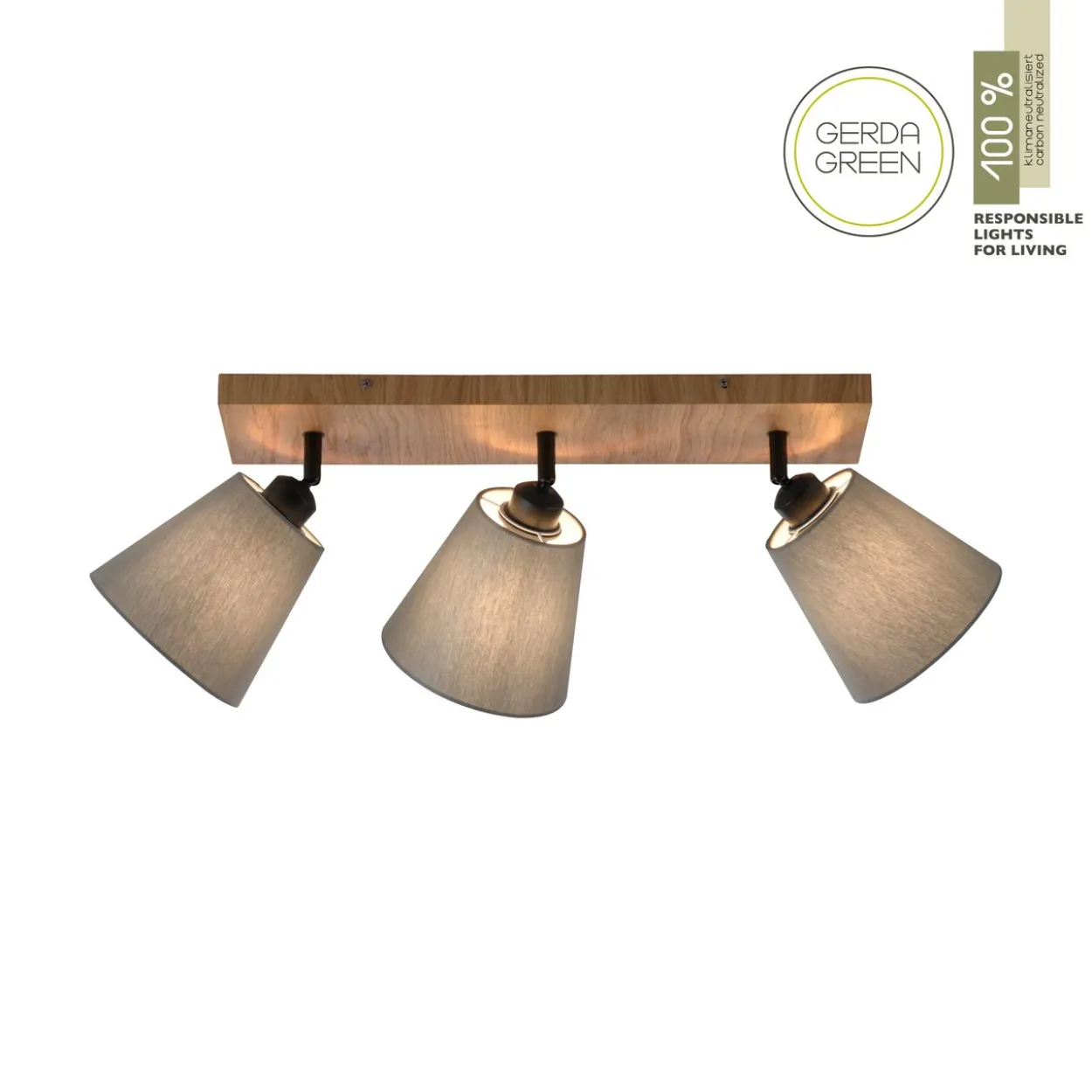 Deckenleuchte GREEN MICHEL, 3x E27/40Watt max., Holz-natur