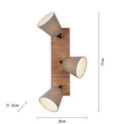 Deckenleuchte GREEN MICHEL, 3x E27/40Watt max., Holz-natur