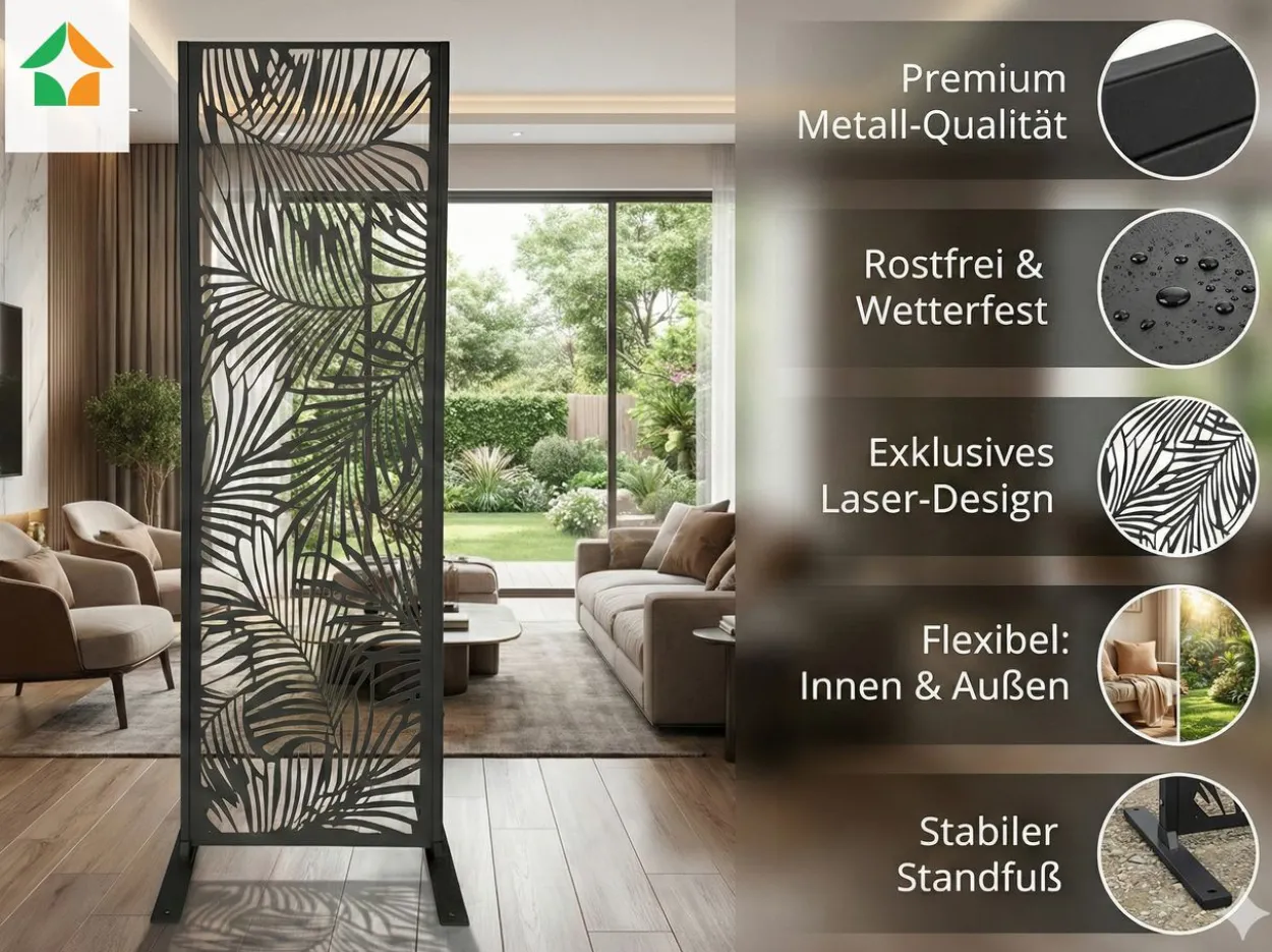 Dekorative Metallsichtschutzwand