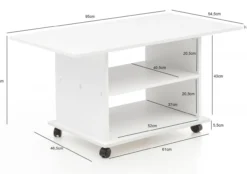 Design Couchtisch 95 x 51 x 54,5 cm Weiß