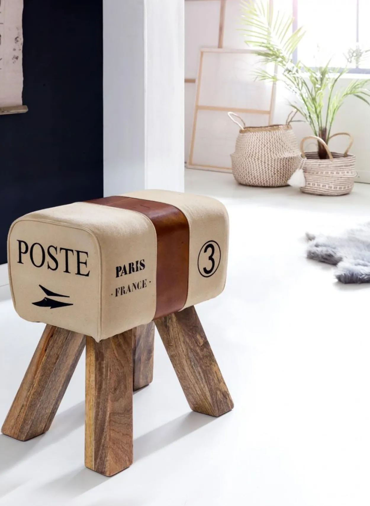 Design Turnbock Sitzhocker CANVAS Braun