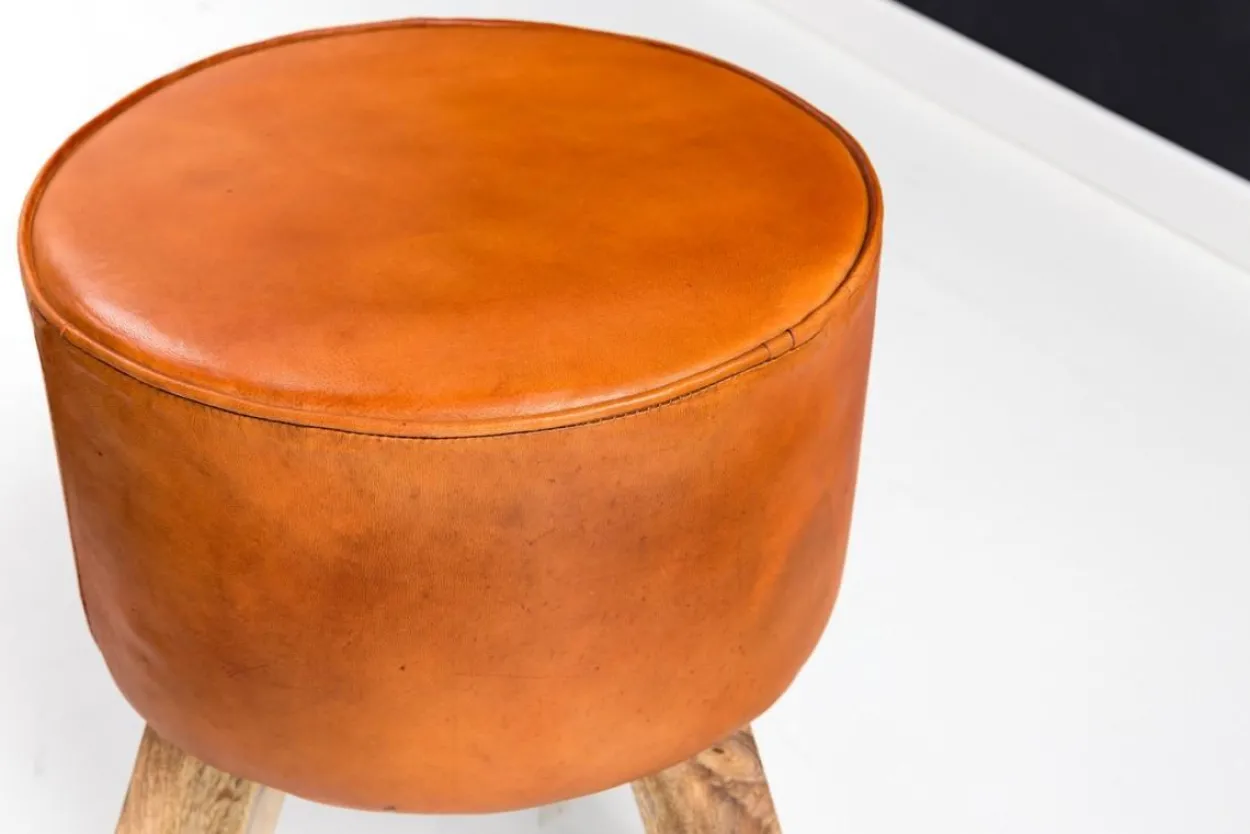 Design Turnbock Sitzhocker Echtleder Braun
