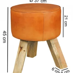 Design Turnbock Sitzhocker Echtleder Braun