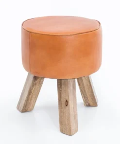 Design Turnbock Sitzhocker Echtleder Braun