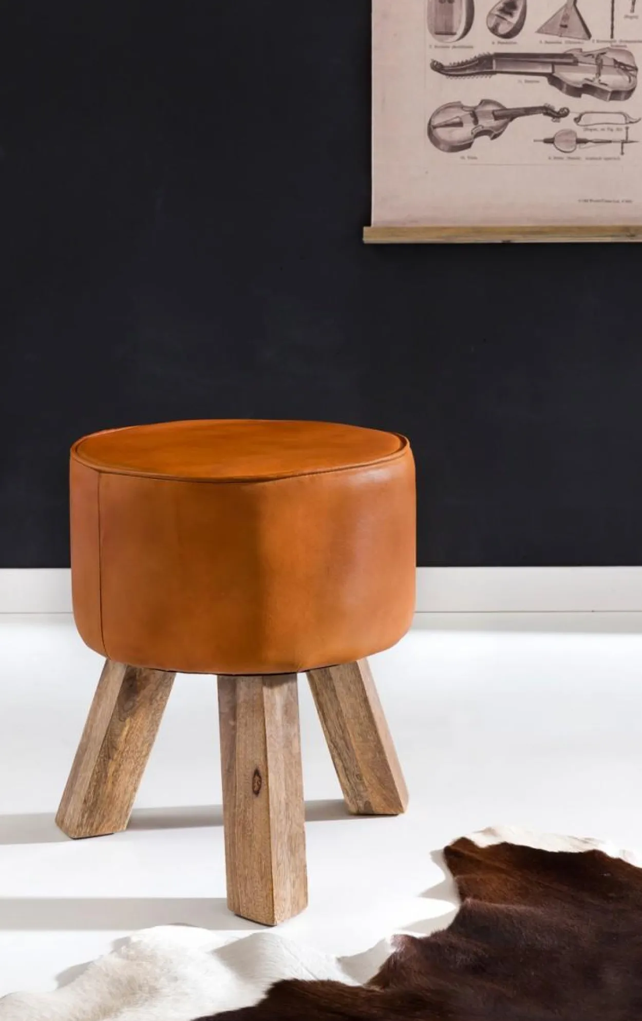 Design Turnbock Sitzhocker Echtleder Braun