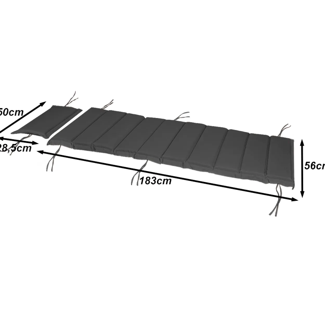 Detex Auflage Sonnenliege Anthrazit 183x56x7cm