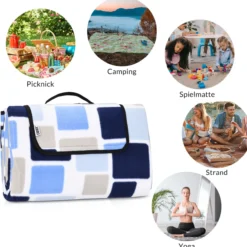 Detex Picknickdecke Quadrate/Blau 2x2m