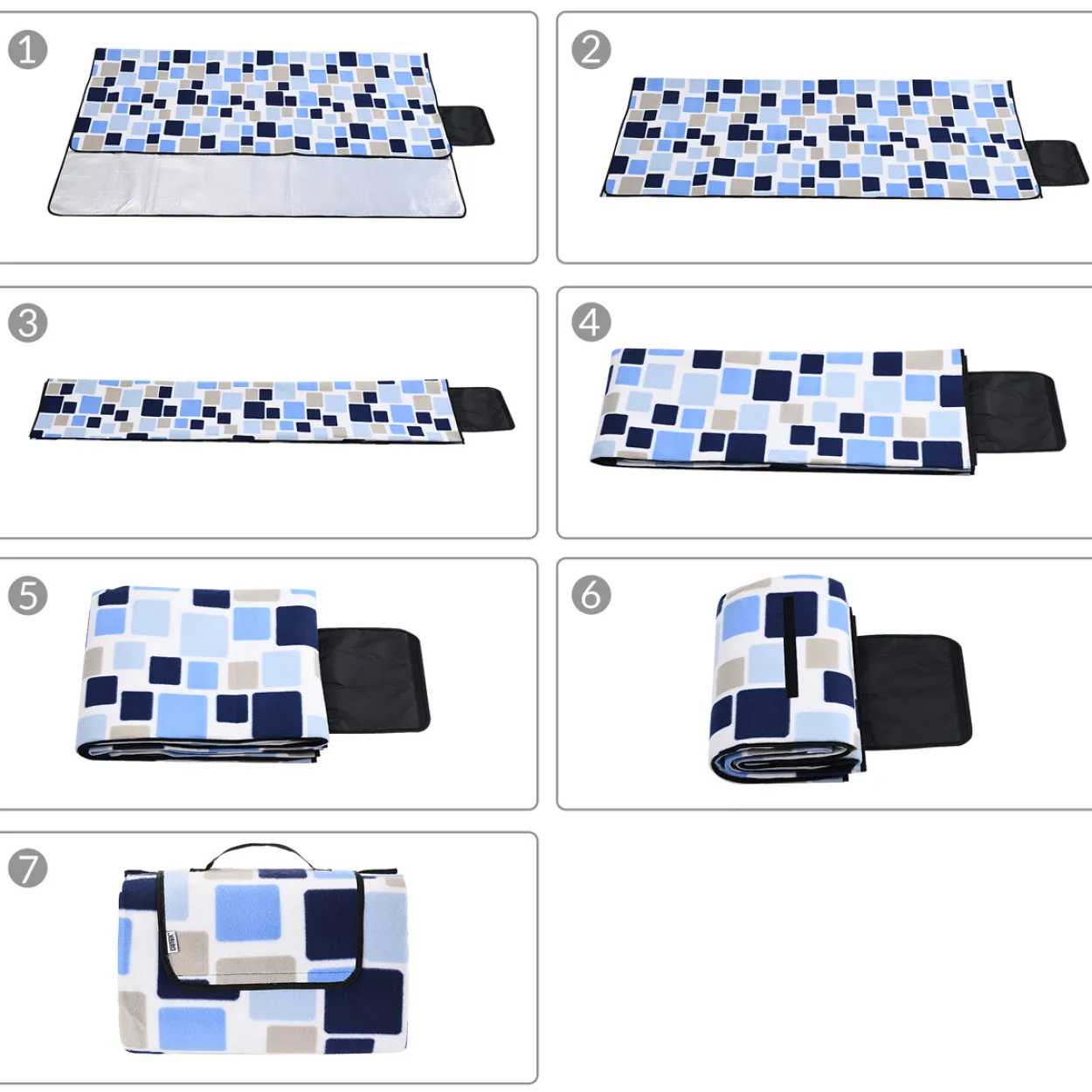 Detex Picknickdecke Quadrate/Blau 2x2m