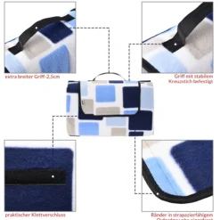 Detex Picknickdecke Quadrate/Blau 2x2m