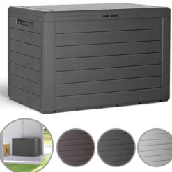 Deuba Auflagenbox Balkonbox Woody 78 x 55 x 43,8cm anthrazit