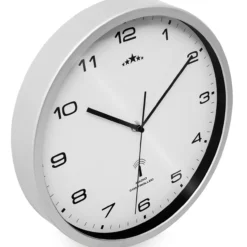 Deuba Funk Wanduhr 31cm weiß / silber