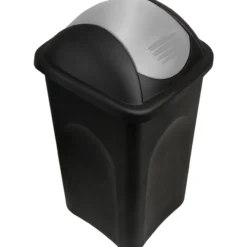 Deuba Mülleimer Multipat Kunststoff 60L 68 x 41 x 41cm schwarz / silber