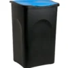 Deuba Mülleimer Schwarz/Blau Kunststoff 50L