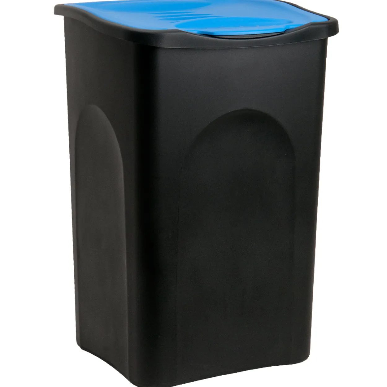 Deuba Mülleimer Schwarz/Blau Kunststoff 50L