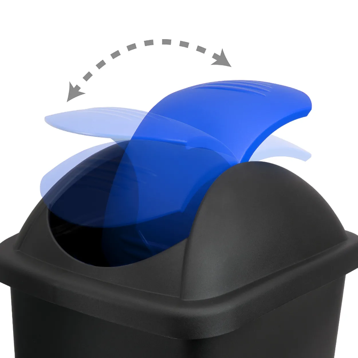 Deuba Mülleimer Schwarz/Blau Kunststoff 60L
