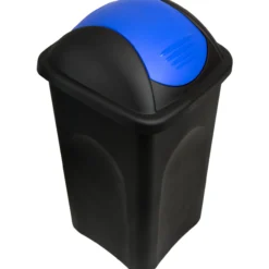 Deuba Mülleimer Schwarz/Blau Kunststoff 60L