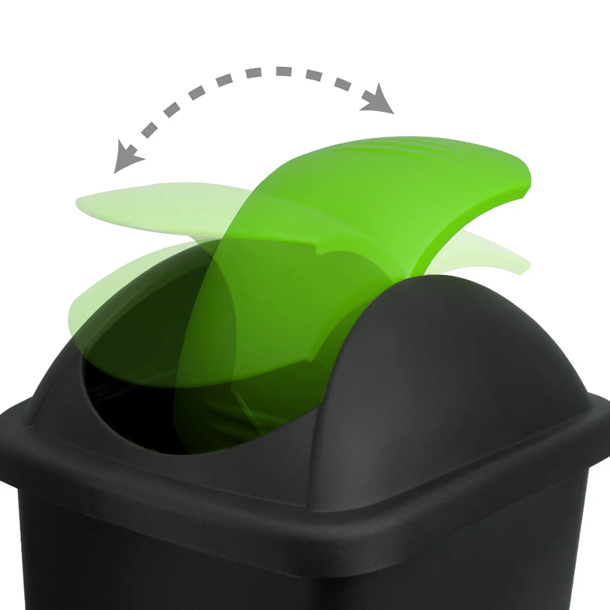 Deuba Mülleimer Schwarz/Grün Kunststoff 60L