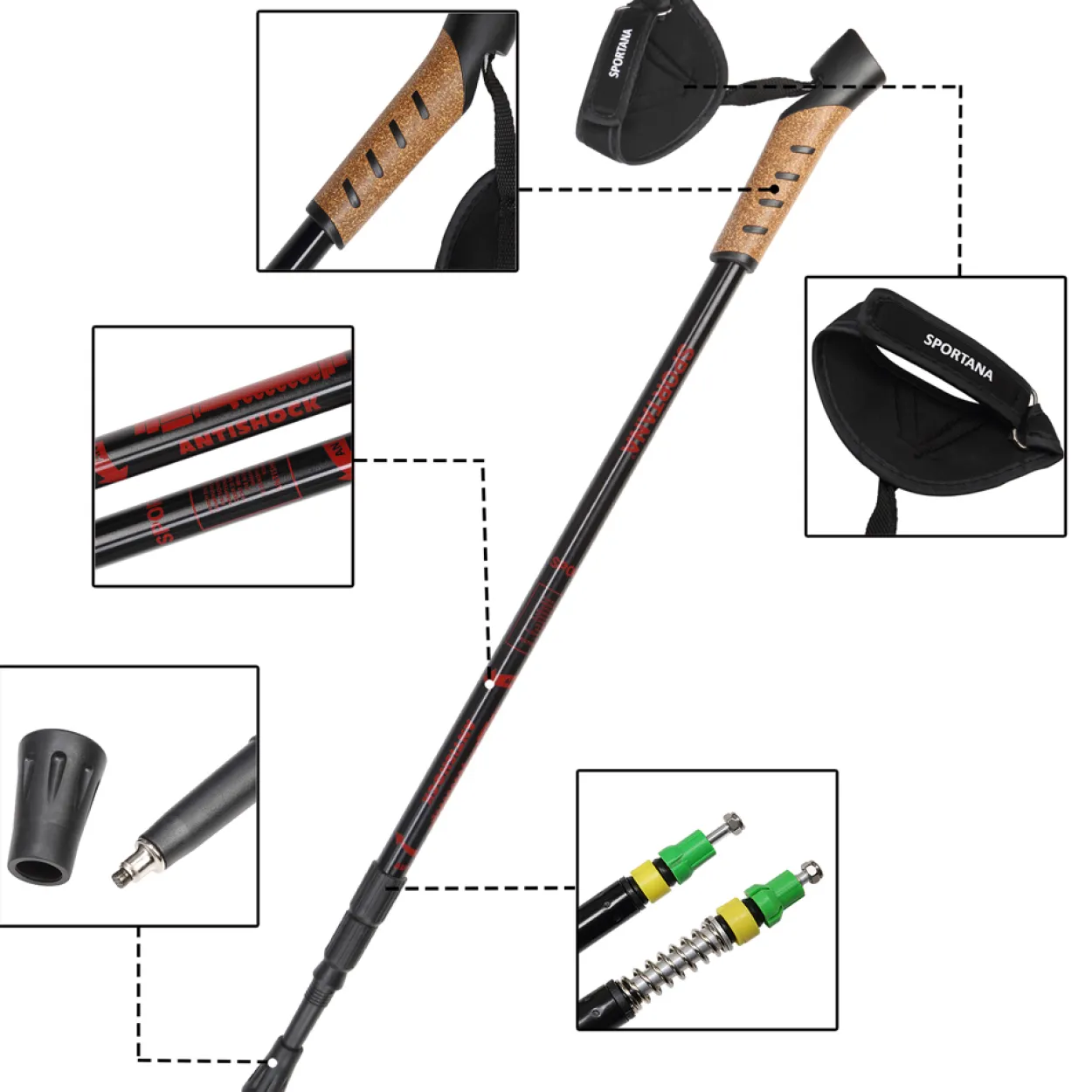 Deuba Nordic Walking Stöcke 68 – 135cm rot