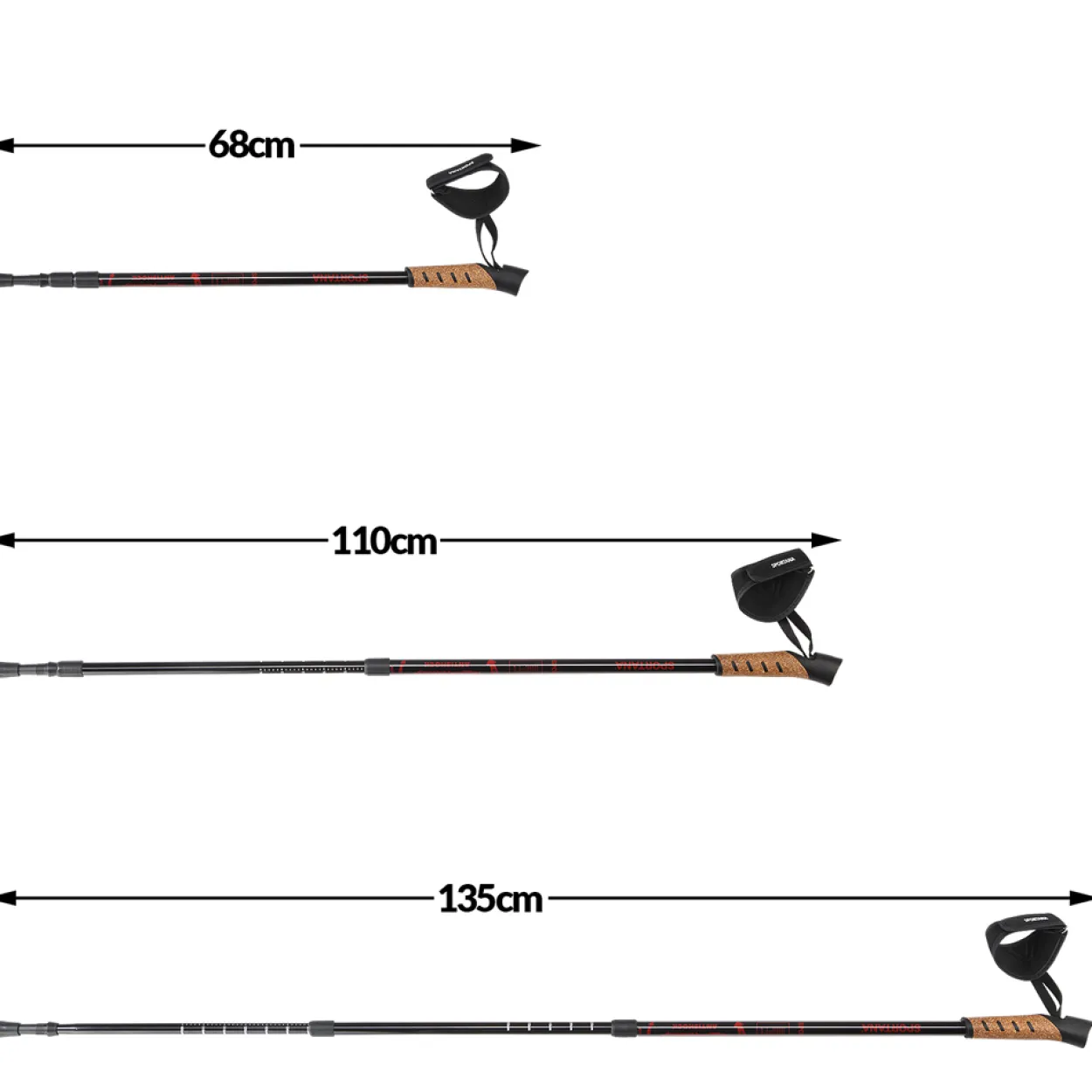 Deuba Nordic Walking Stöcke 68 – 135cm rot