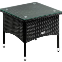 Deuba Polyrattan Beistelltisch/Teetisch - schwarz
