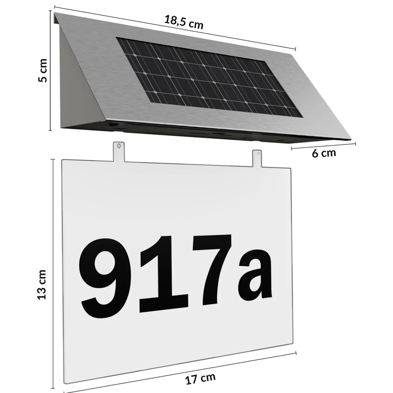Deuba Solar Hausnummer 19 x 18,5 x 6cm transparent