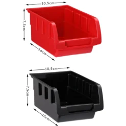Deuba Stapelbox Wandregal mit Werkzeughalter 43 tlg 54 x 47,5 x 1,8cm schwarz / rot