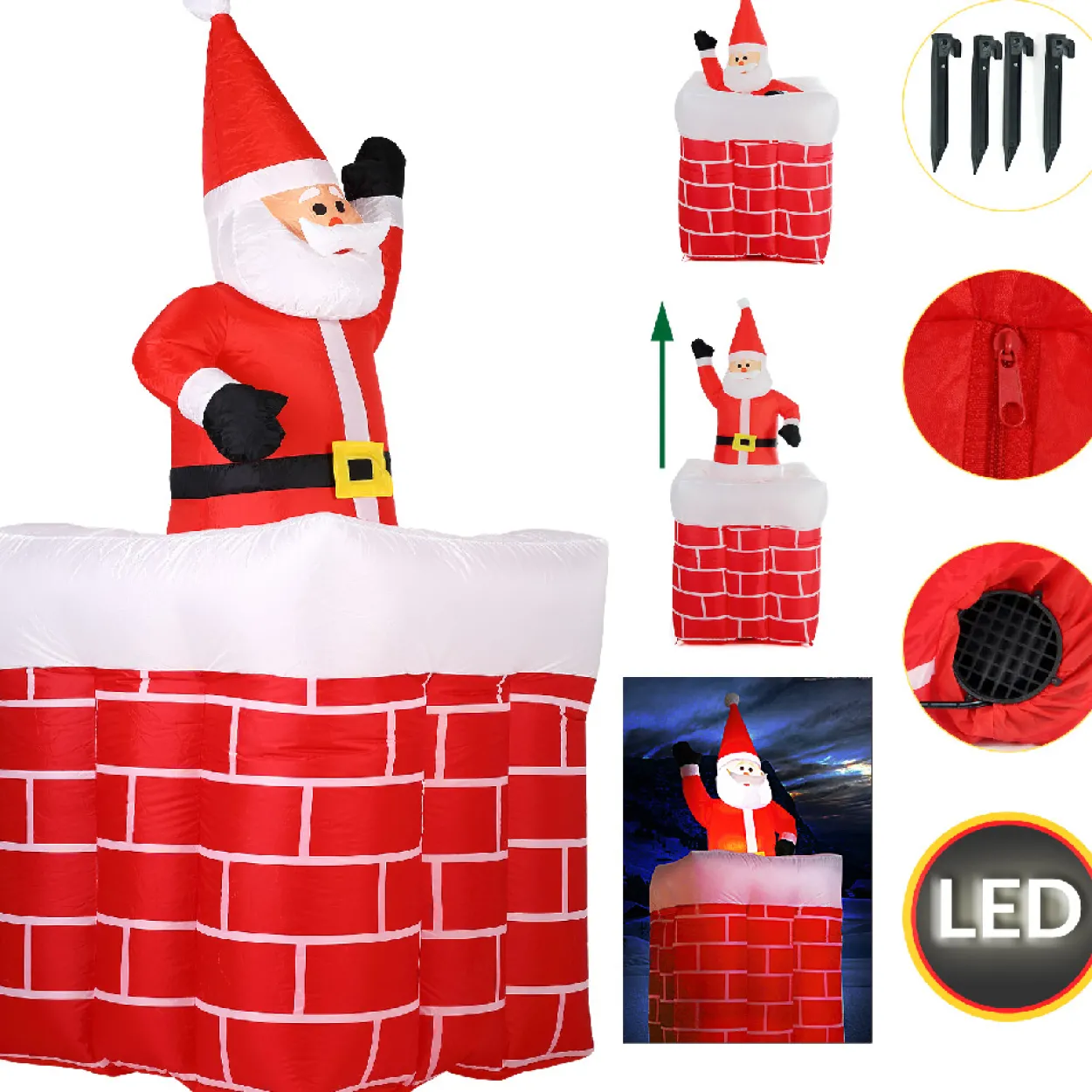 Deuba Weihnachtsmann im Kamin - aufblasbare Deko