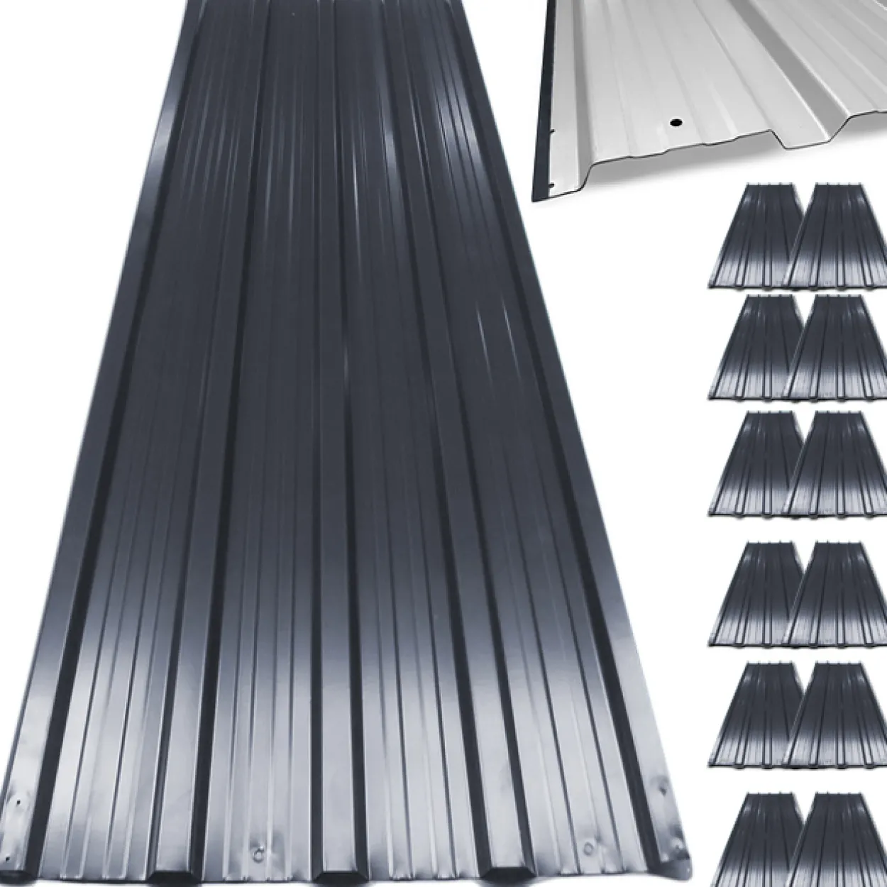 Deuba 12x Profilblech/Trapezblech anthrazit 129x45cm = 7 m²