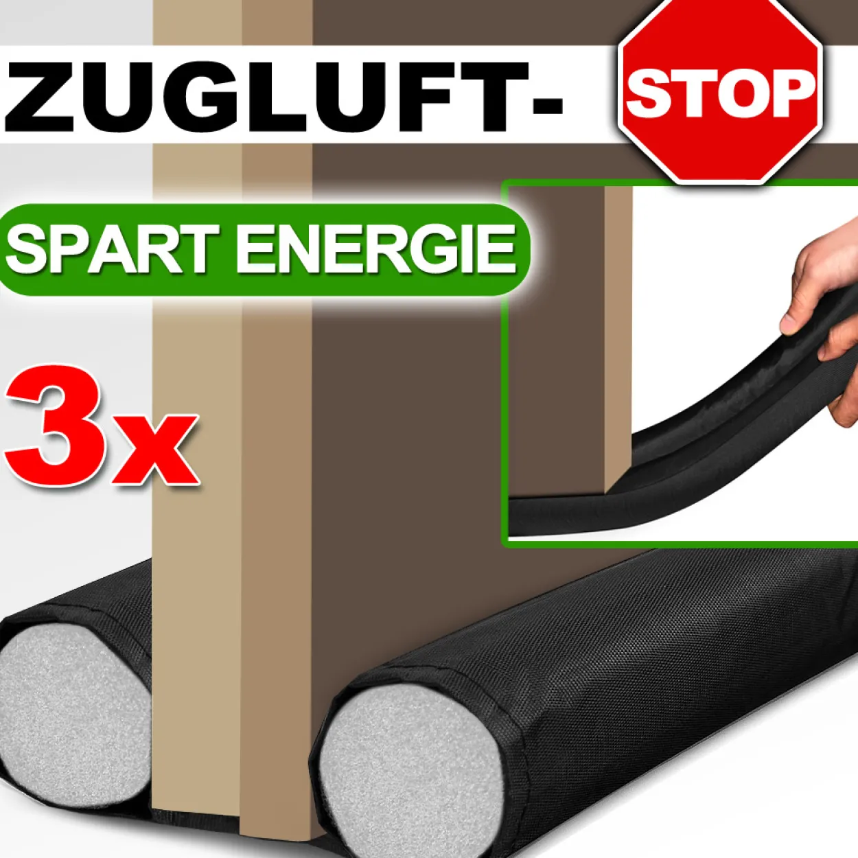 Deuba 3x Zugluftstopper - bis 95 cm Länge