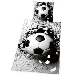3D Fußball Bettwäsche Größe 80x80 + 135x200 cm