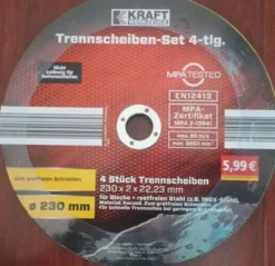Diamant-Trennscheiben-Set 4 tlg. Ø 230 mm