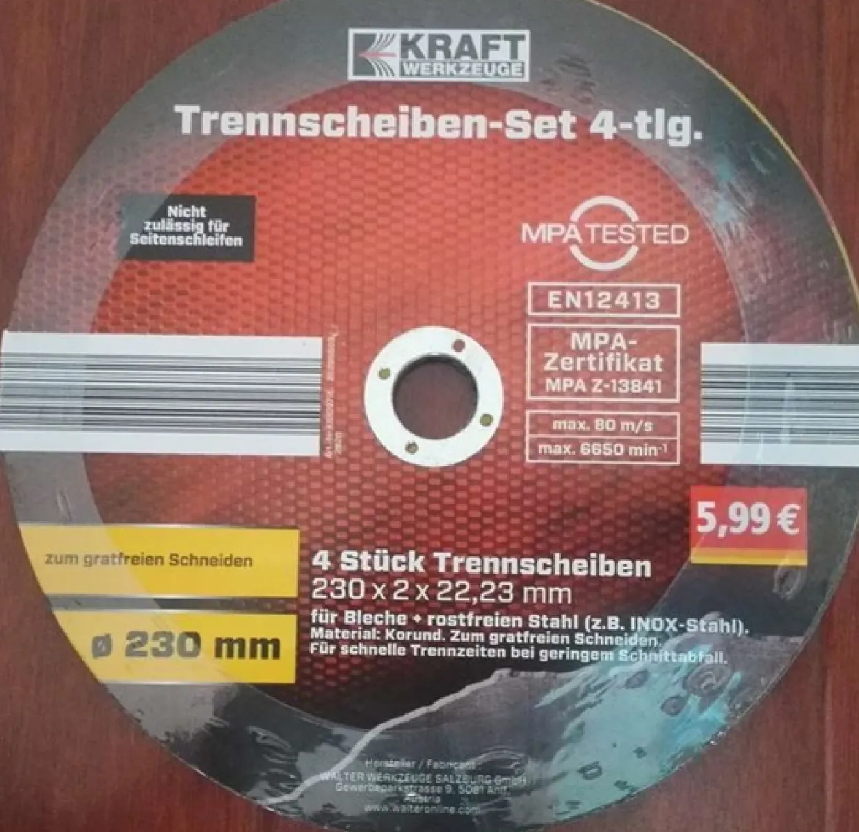 Diamant-Trennscheiben-Set 4 tlg. Ø 230 mm