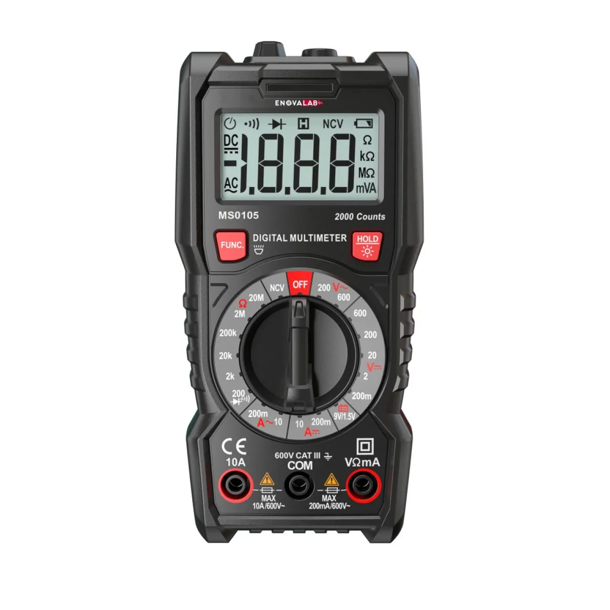 Digital-Multimeter MS0105, 2.000 Counts, 600 V, 10 A, NCV