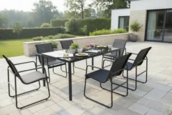 Dining-Set SANTINO 7tlg. Sitzgruppe - Schwarz
