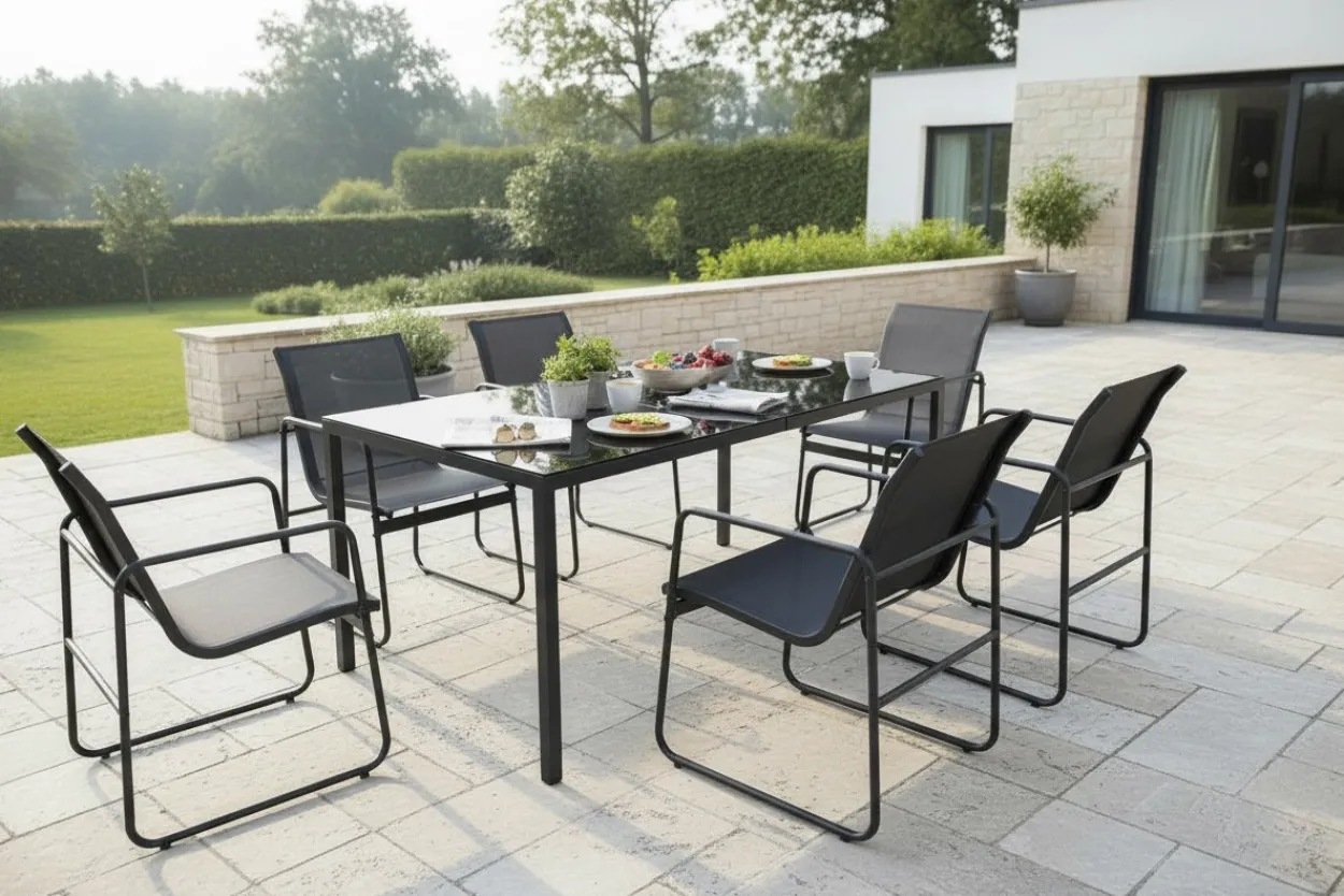 Dining-Set SANTINO 7tlg. Sitzgruppe - Schwarz