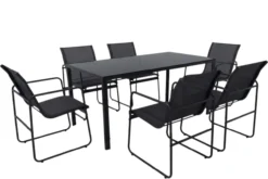 Dining-Set SANTINO 7tlg. Sitzgruppe - Schwarz