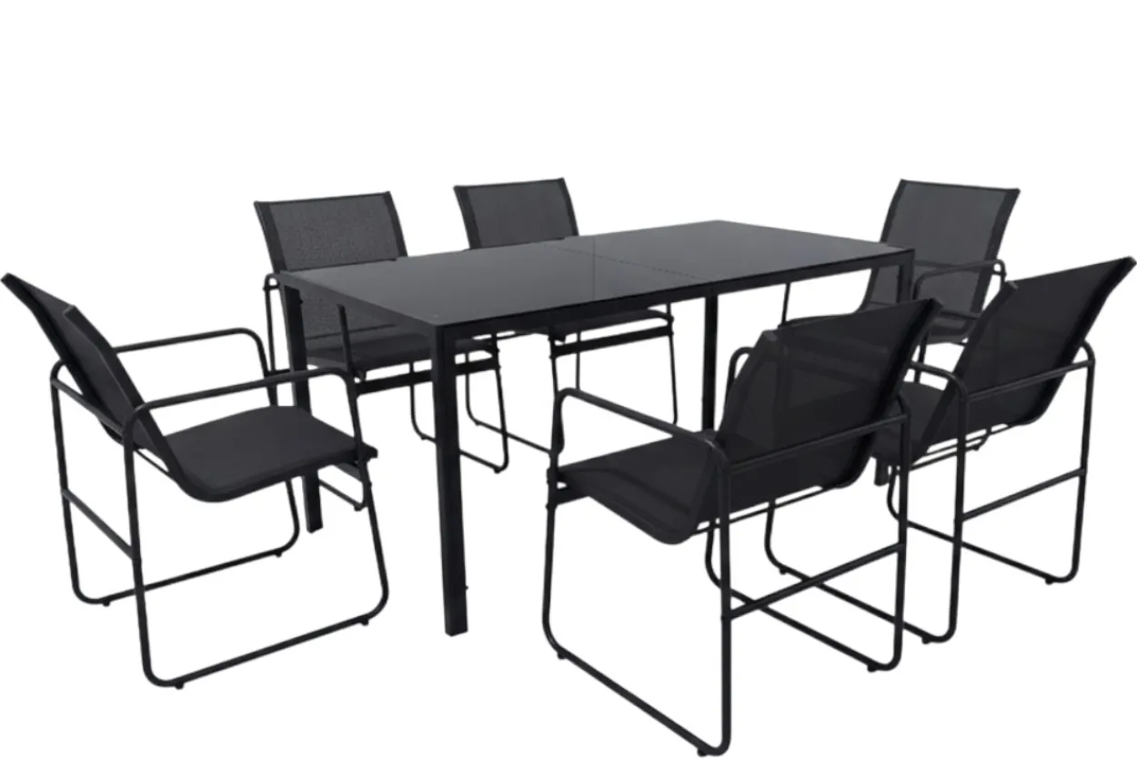 Dining-Set SANTINO 7tlg. Sitzgruppe - Schwarz