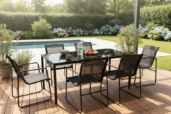 Dining-Set SANTINO 7tlg. Sitzgruppe - Schwarz