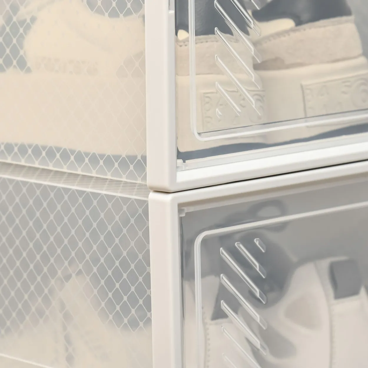 DIY Schuhbox Schuhkartons mit 8 Fächern Aufbewahrungsbox Transparent