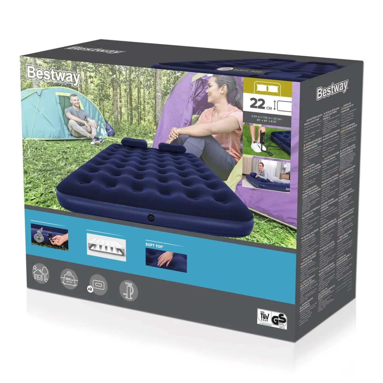 Doppelluftbett mit externer Handpumpe 203 x 152 x 22 cm