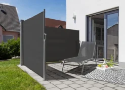 Doppel - Seitenmarkise aus Polyester, ca. 6,0 x 1,5 m - Anthrazit