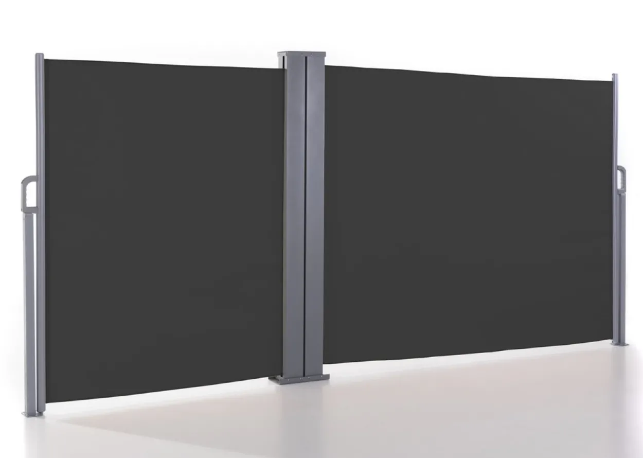 Doppel - Seitenmarkise aus Polyester, ca. 6,0 x 1,5 m - Anthrazit