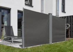 Doppel - Seitenmarkise aus Polyester, ca. 6,0 x 1,5 m - Anthrazit