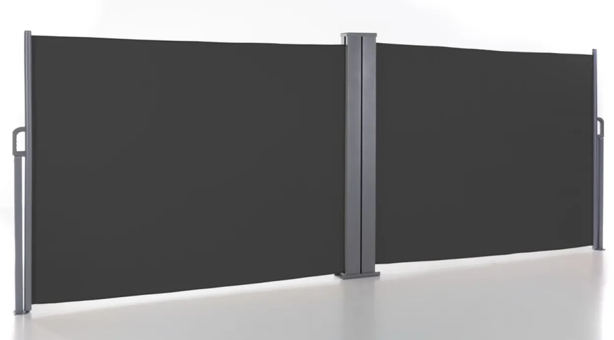 Doppel - Seitenmarkise aus Polyester, ca. 6,0 x 1,5 m - Anthrazit