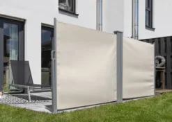 Doppel - Seitenmarkise aus Polyester, ca. 6,0 x 1,5 m - Beige