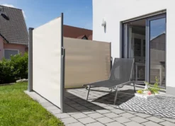 Doppel - Seitenmarkise aus Polyester, ca. 6,0 x 1,5 m - Beige