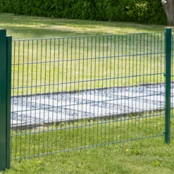Doppelstabmattenzaun Komplett-Set, ca. 103 cm x 10 m - Moosgrün