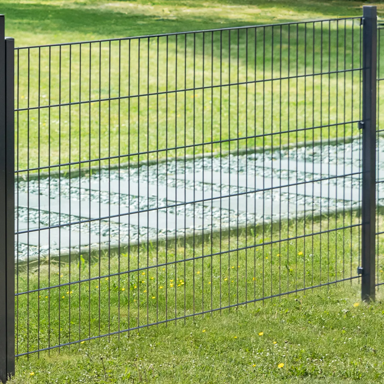 Doppelstabmattenzaun Komplett-Set, ca. 83 cm x 10 m - Anthrazit