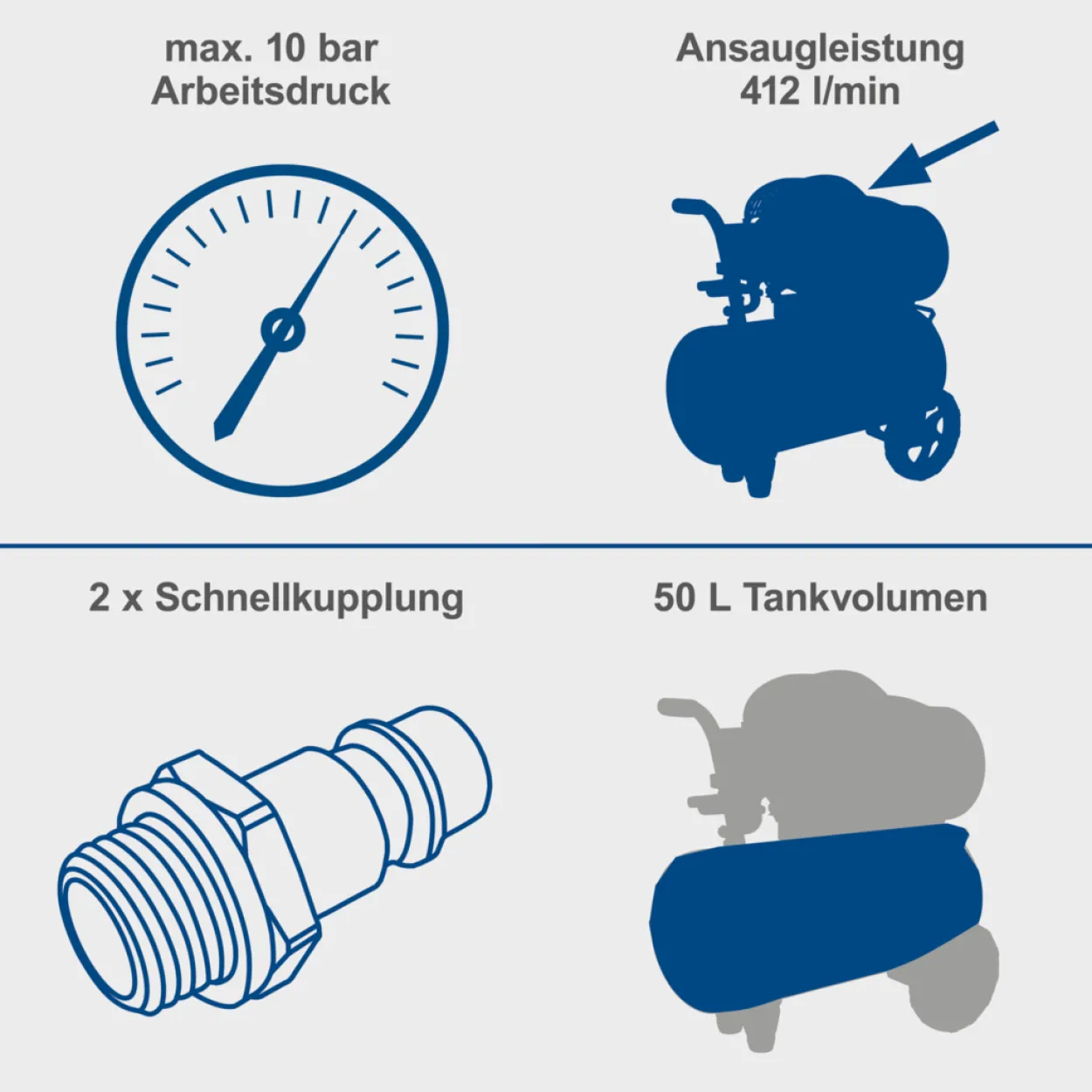 Doppelzylinder-Kompressor HC53DC, 50L
